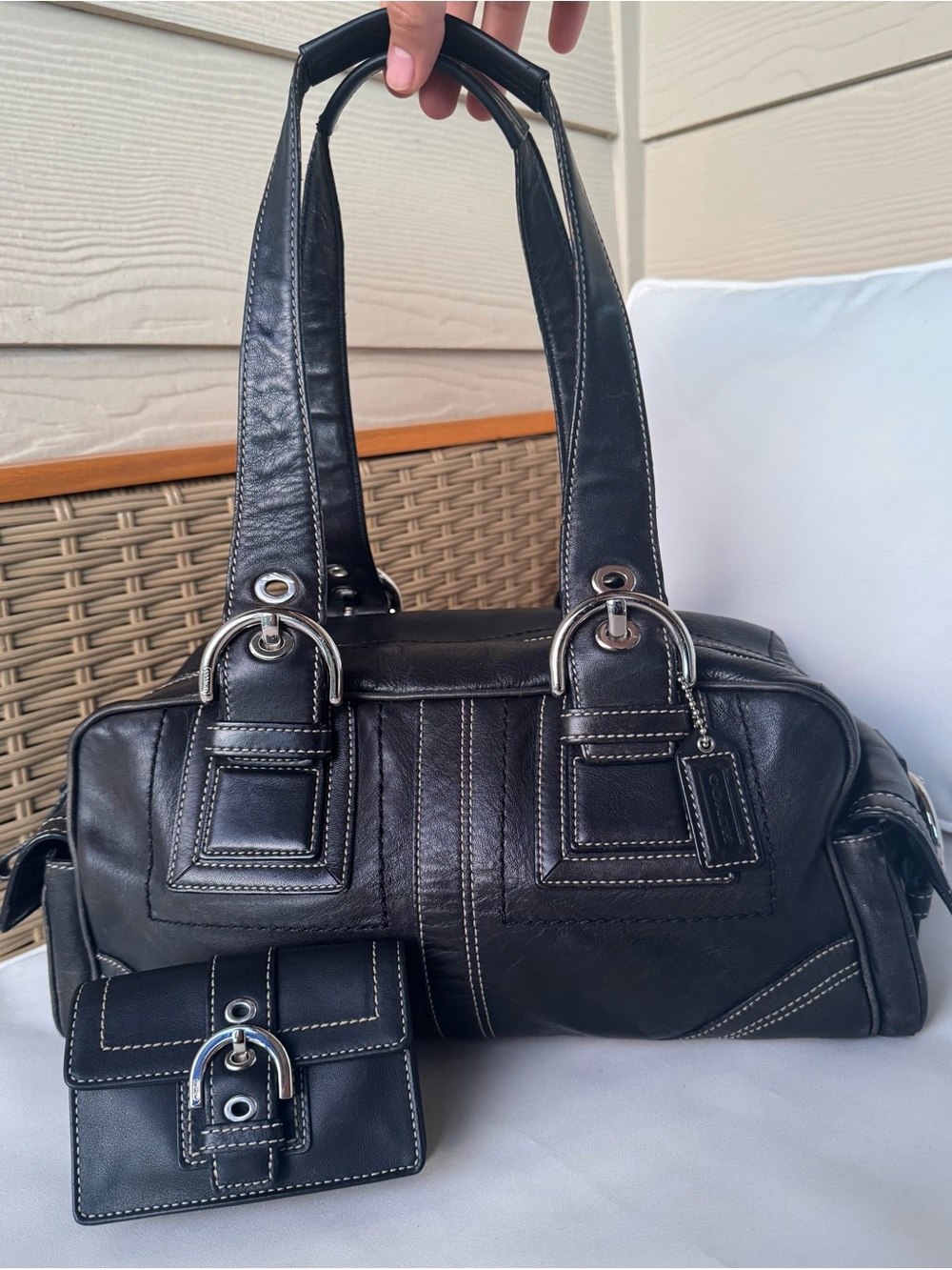 Vintage Coach Soho Mini Boston Shoulder Bag with matching mini wallet